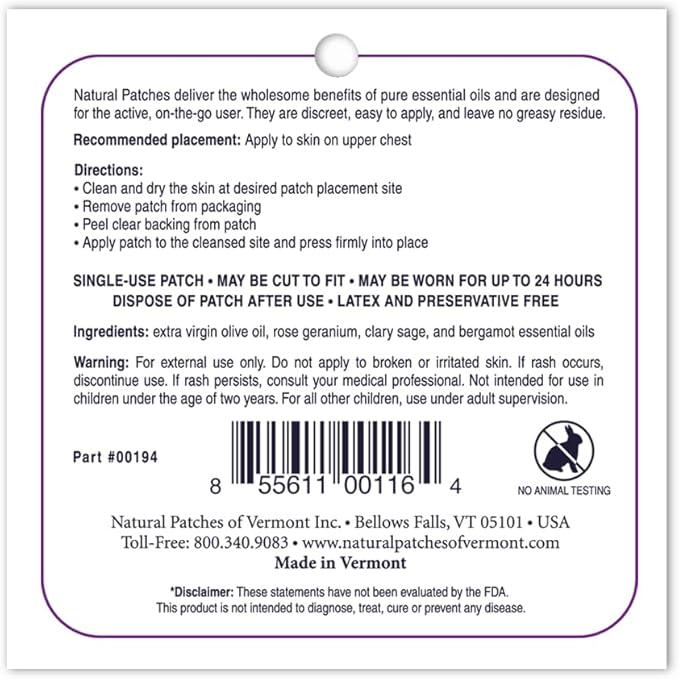 Rose Geranium PMS & Menopause Essential Oil Patch - 10 Pack Tin